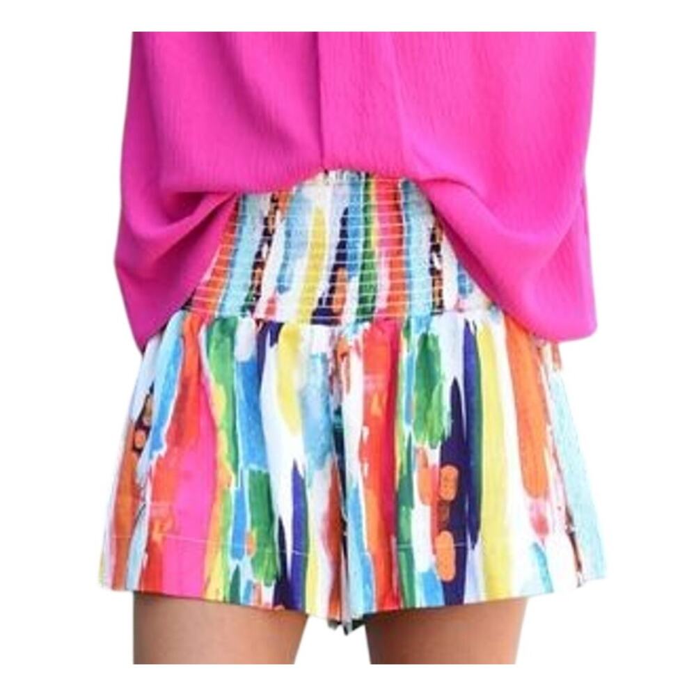 Judith March Multicolor Bright Colorful Painterly Bold Statement Fun Cute Shorts
